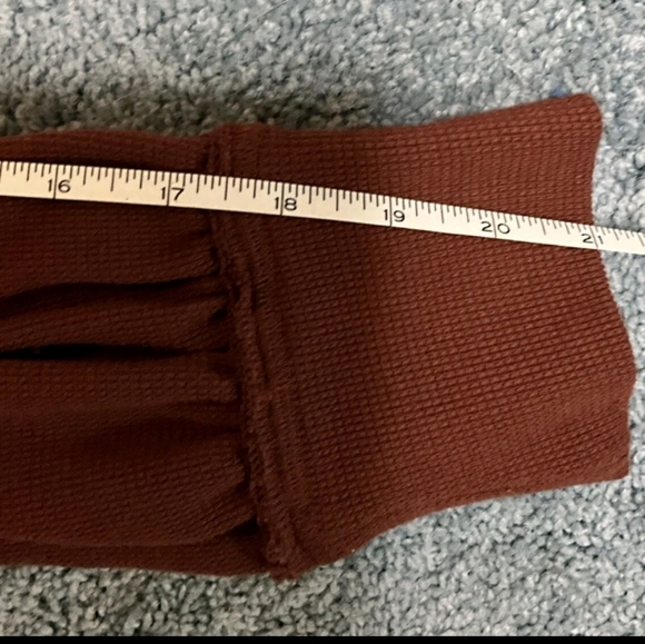 NWT Free People All Nighter Long Sleeve Waffle Crop Top - XL - Red Jasper - Picture 13 of 16